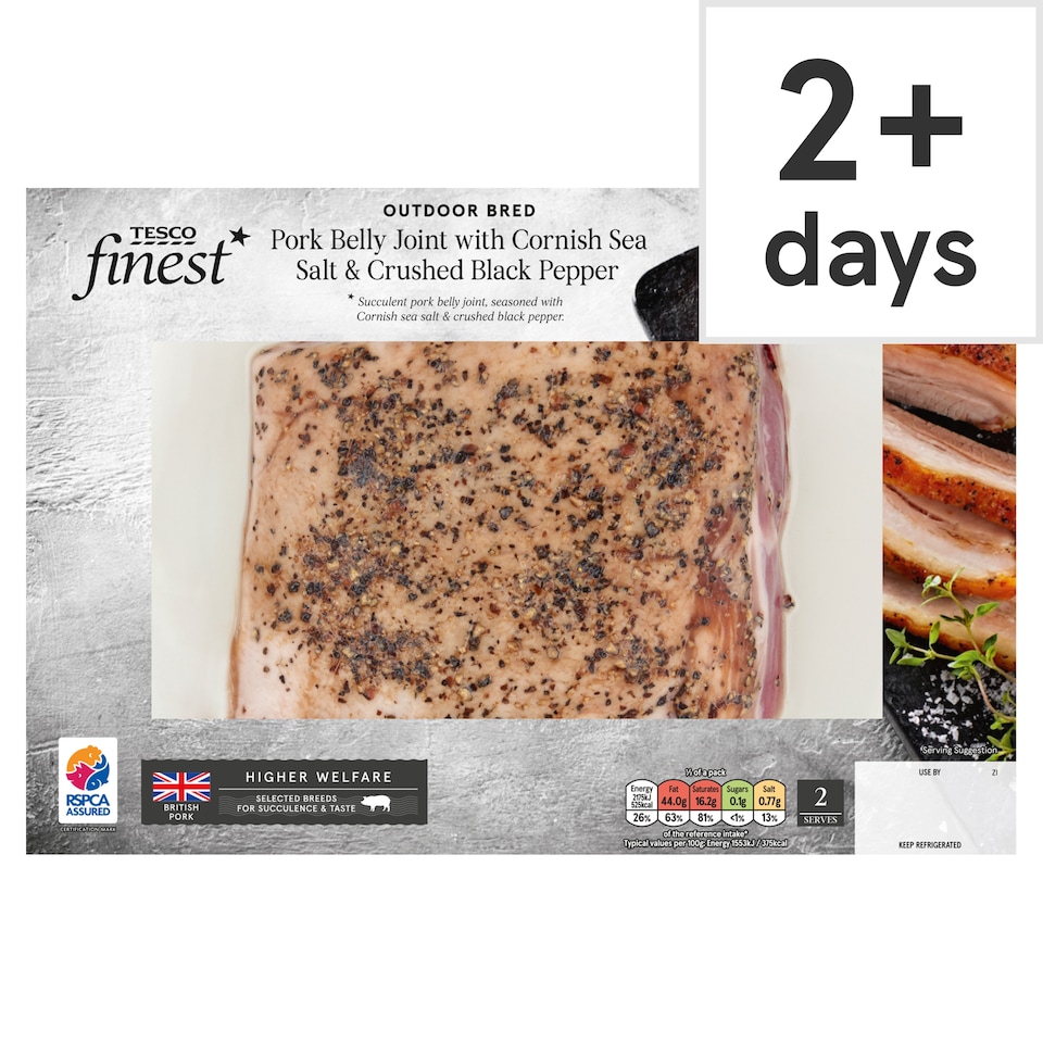 Tesco Finest Cornish Sea Salt and Black Pepper Pork Belly Joint 400g