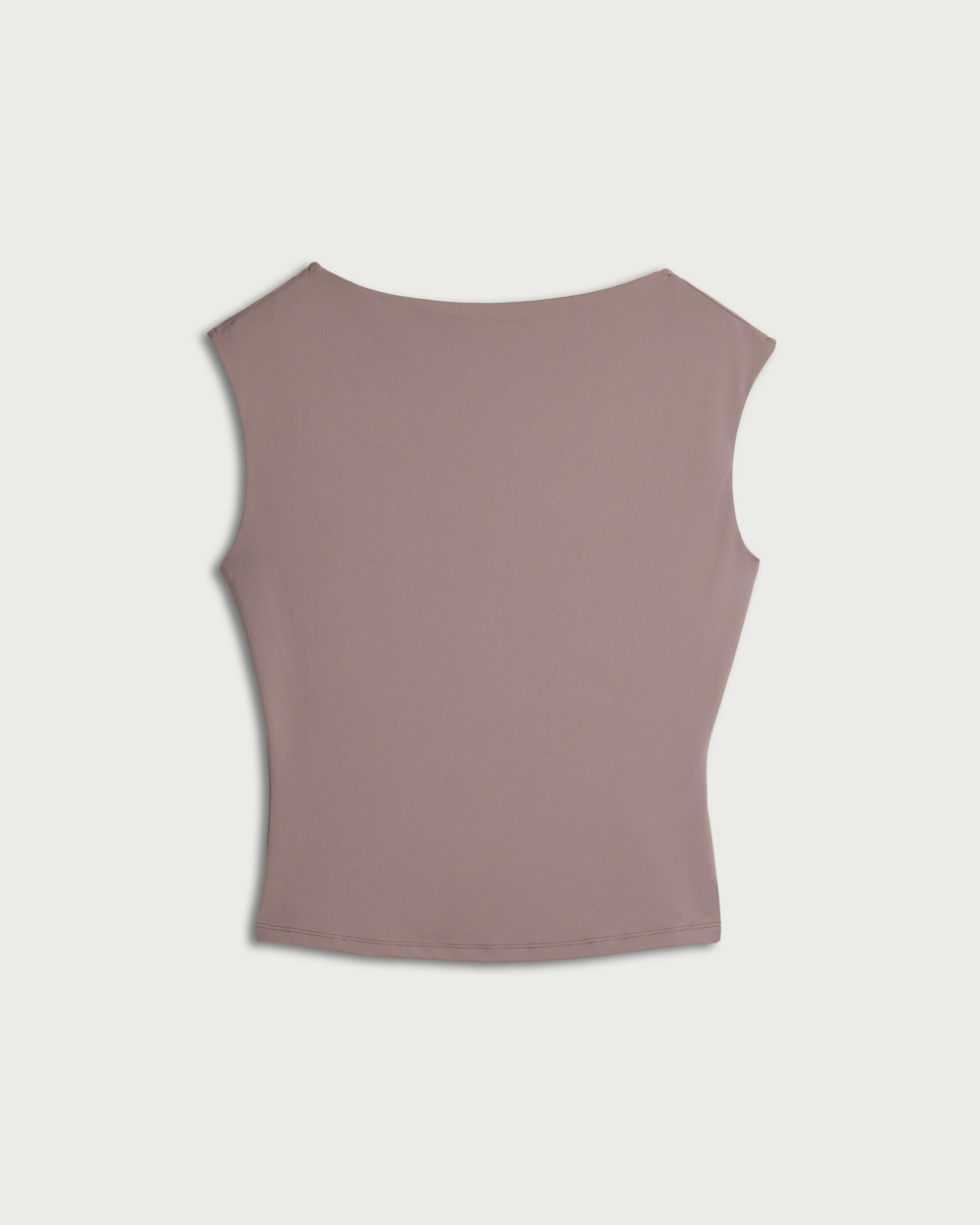 image 1 of F&F Polyamide Slash Neck Sleeveless Top in Brown