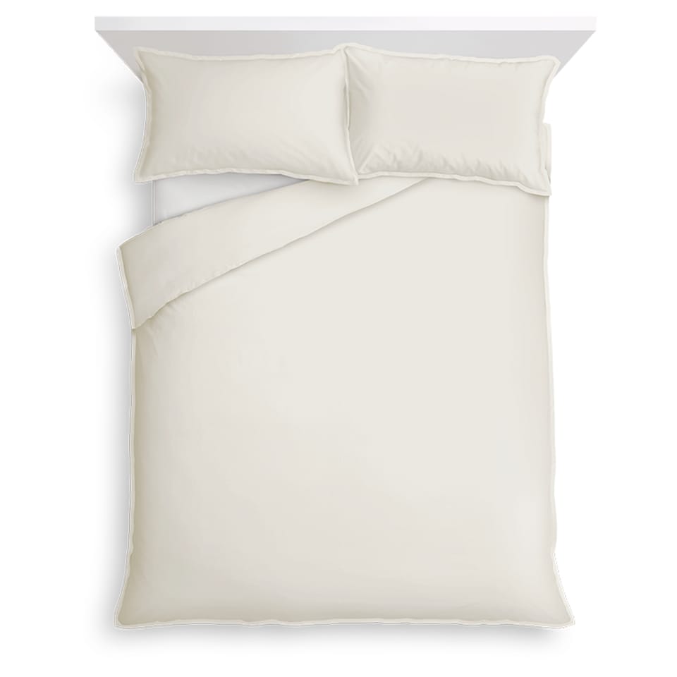image 1 of F&F Home Bedding 100% Cotton Oxford Edge Duvet Set Natural Double