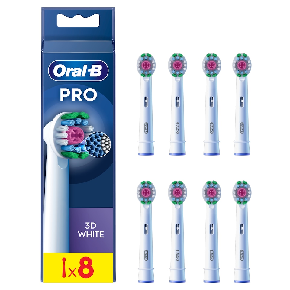 image 1 of Oral-B Pro 3D White Replacement Electric Toothbrush Heads X8