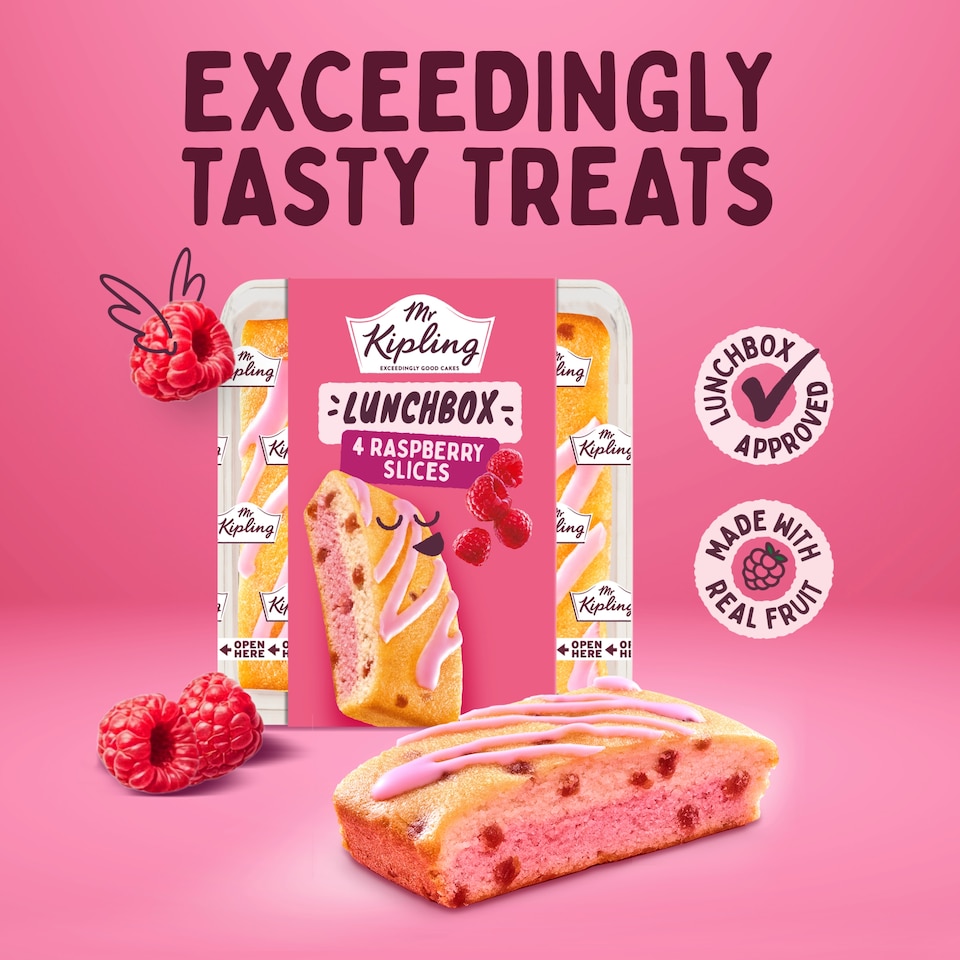 image 1 of Mr Kipling Raspberry Lunchbox Cake Slices 4 pack