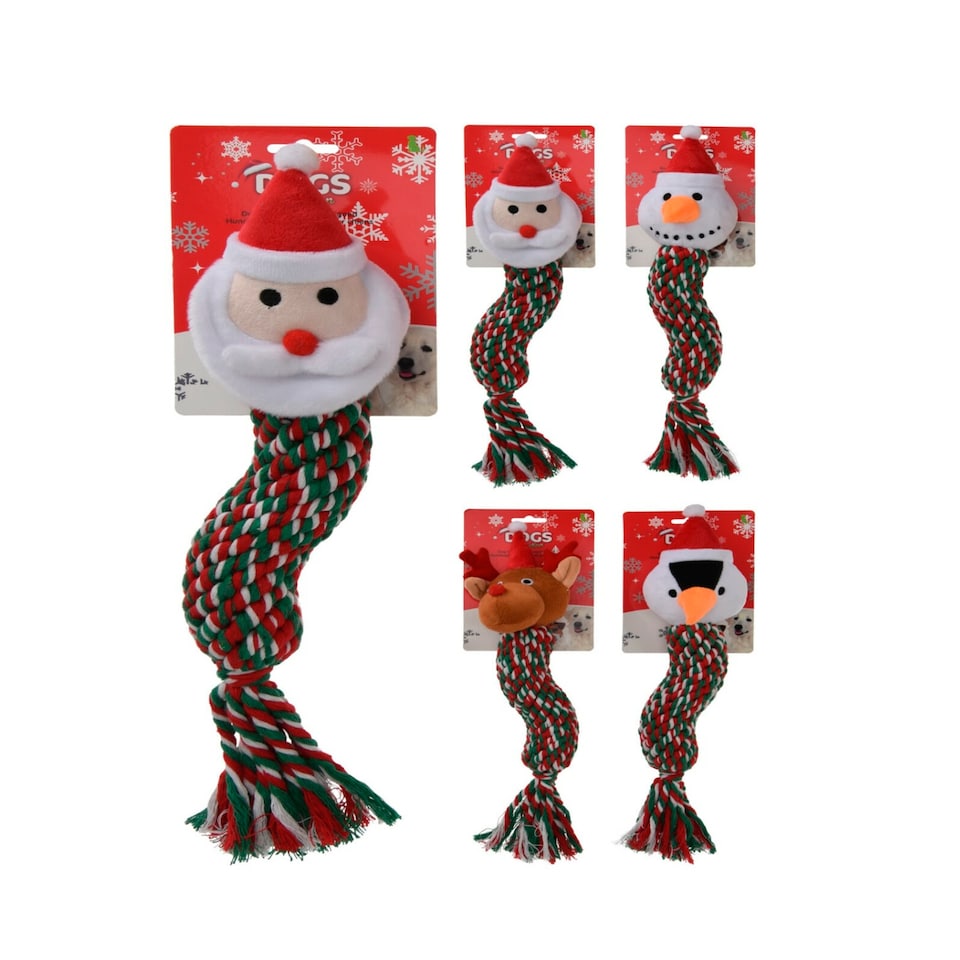 Free & Easy Christmas Dog Rope with Plush Assortment 