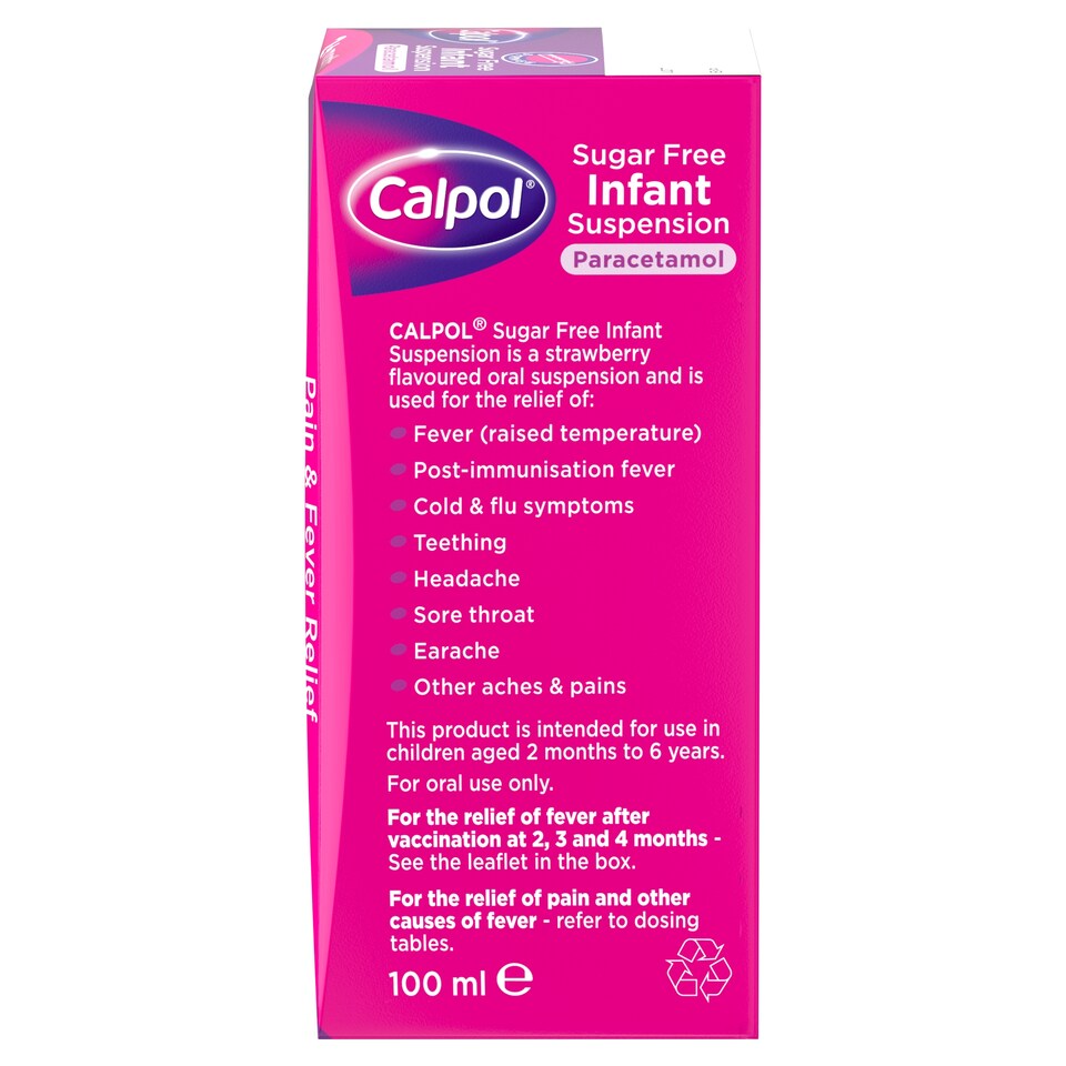 image 1 of Calpol Infant Sugar-Free Oral Suspension Paracetamol 2+ Months 100ml