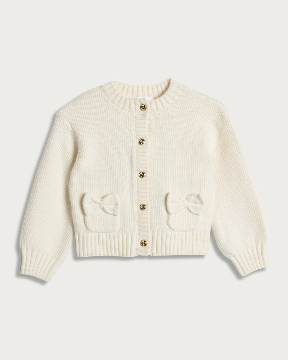 image 1 of F&F x Samantha Faiers Bow Pocket Cardigan in Cream