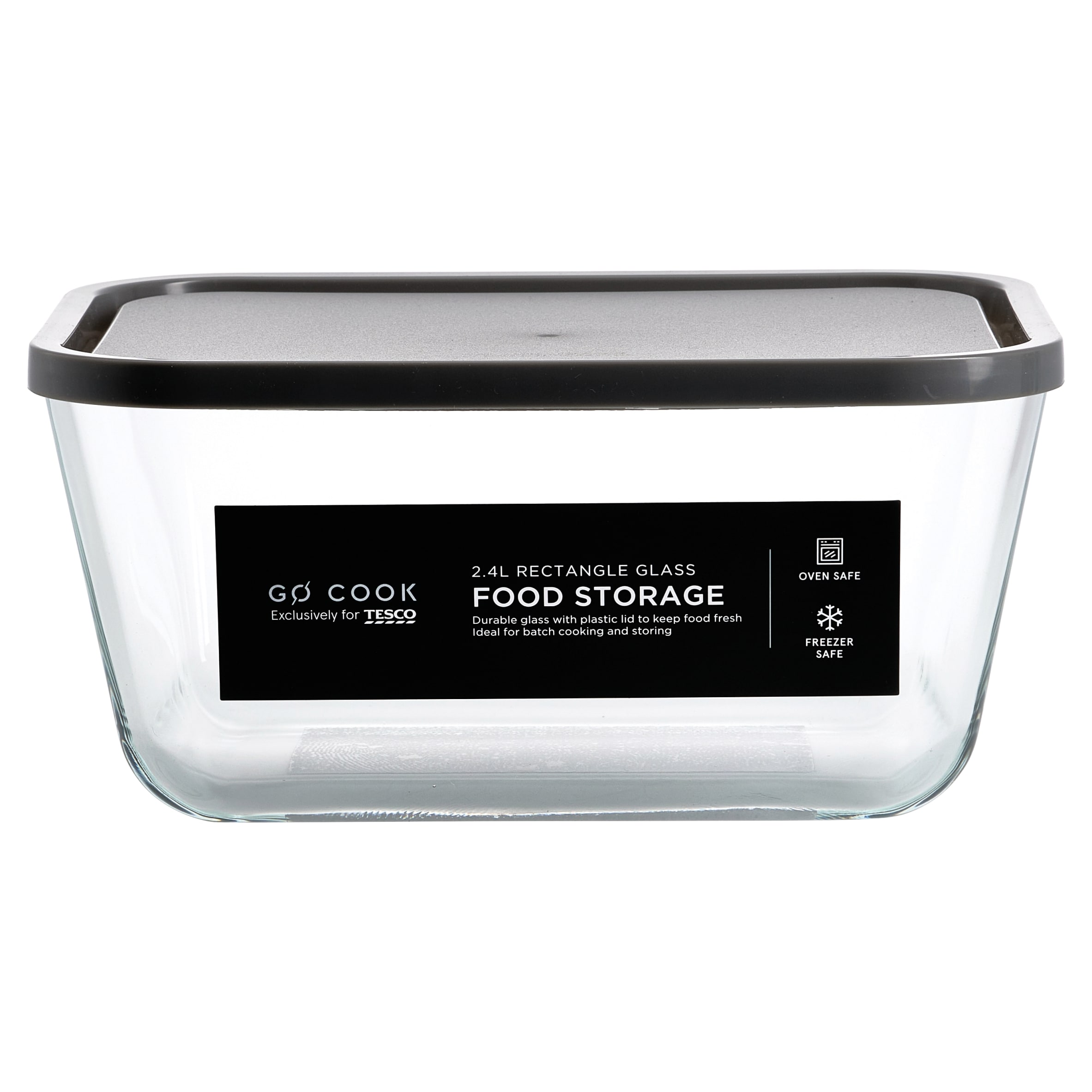 Go Cook Rectangle glass food storage 2400ml - Tesco Groceries