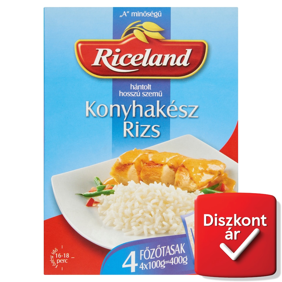 Riceland Konyhakész rizs "A" minőségű hántolt hosszú szemű  4 x 100 g  1. kép