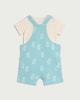 image 2 of F&F Baby 2-Piece Cotton Rich Printed Dungarees and Bodysuit Set in Turquoise