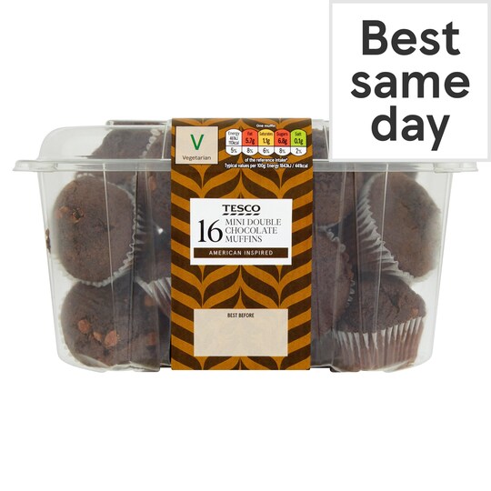 Tesco Double Chocolate Mini Muffins 16 Pack Tesco Groceries