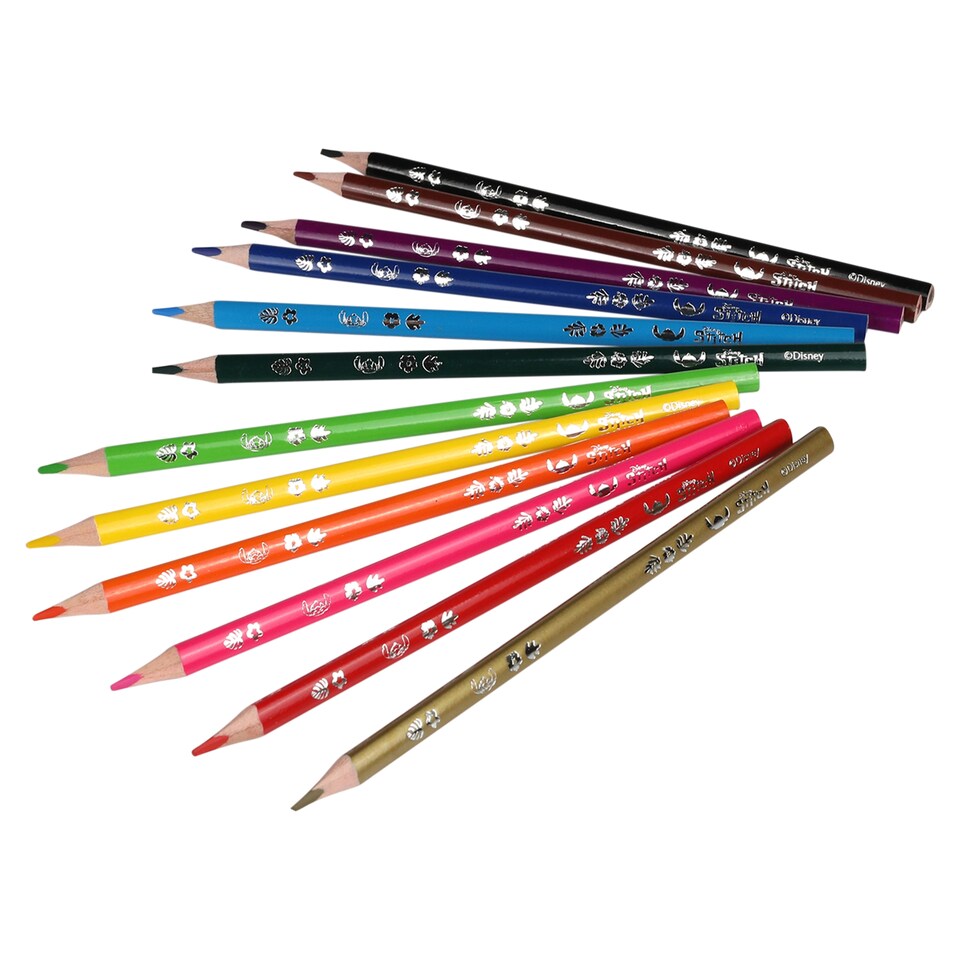 image 1 of Disney Stitch Triangular Coloured Pencils 12 pcs
