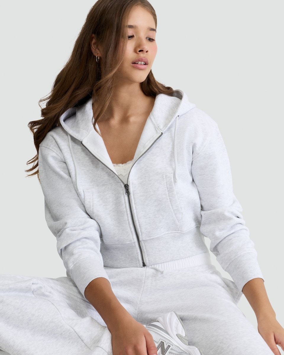 image 1 of OH ME OH MY Cotton Rich Zip Up Hoodie in Grey