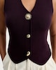 image 2 of The F&F Edit Knitted Button Front Waistcoat in Burgundy