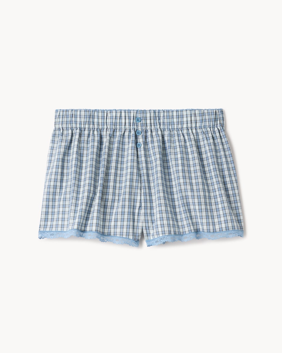 image 1 of OH ME OH MY Pure Cotton Lace Trim Shorts in Blue