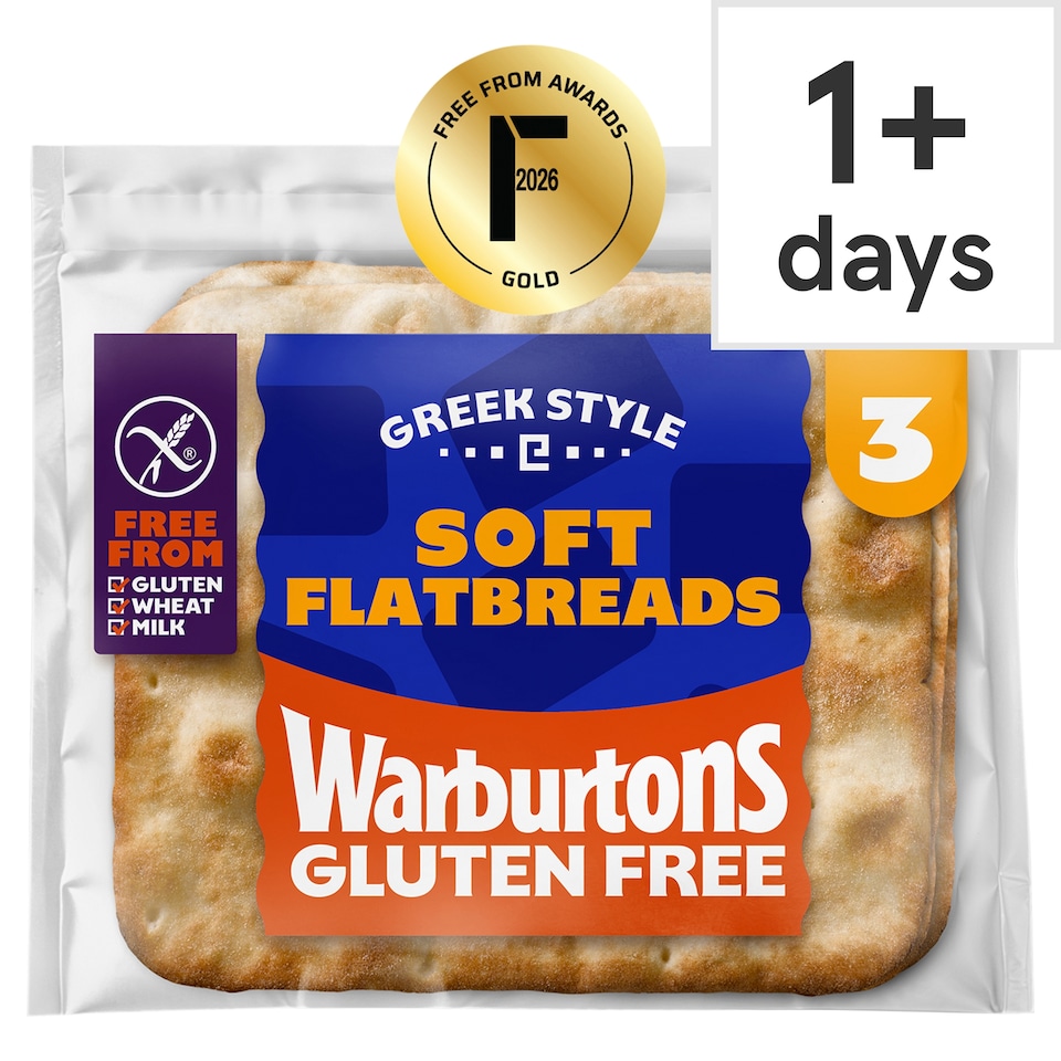 Warburtons Gluten Free Greek Style 3 soft Flatbreads
