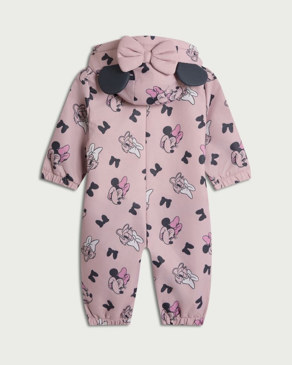 image 1 of Disney Minnie Mouse Print Puddlesuit in Lilac