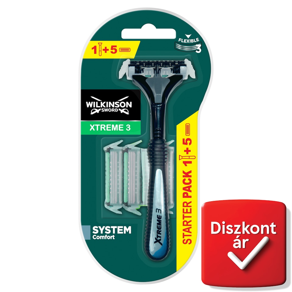 Wilkinson Sword Xtreme3 cserélhető fejes borotva 3 rugalmas pengével + 5 borotvabetét