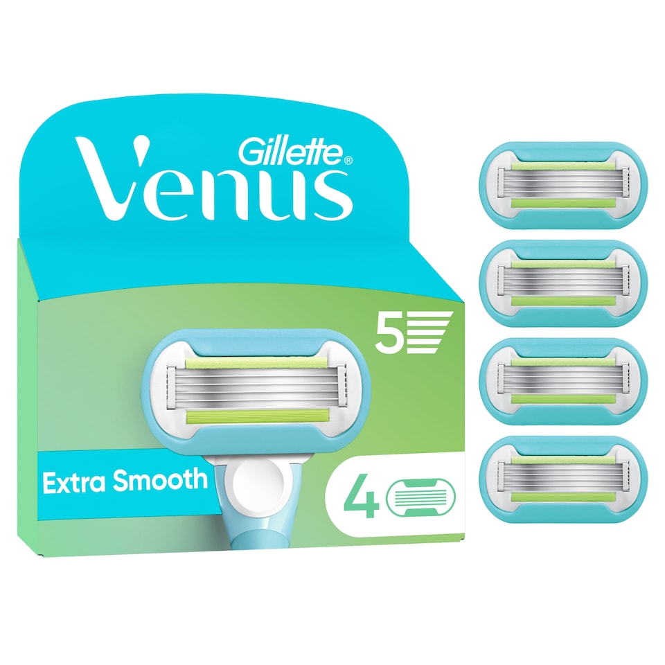 obrázok 1 z Gillette Venus Extra Smooth Dámske Holiace Hlavice, 4 ks Náhradných Hlavíc