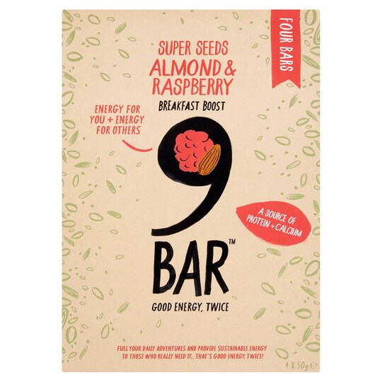 9BAR ALMOND & R/BERRY B/FAST BOOST BAR 4X50G