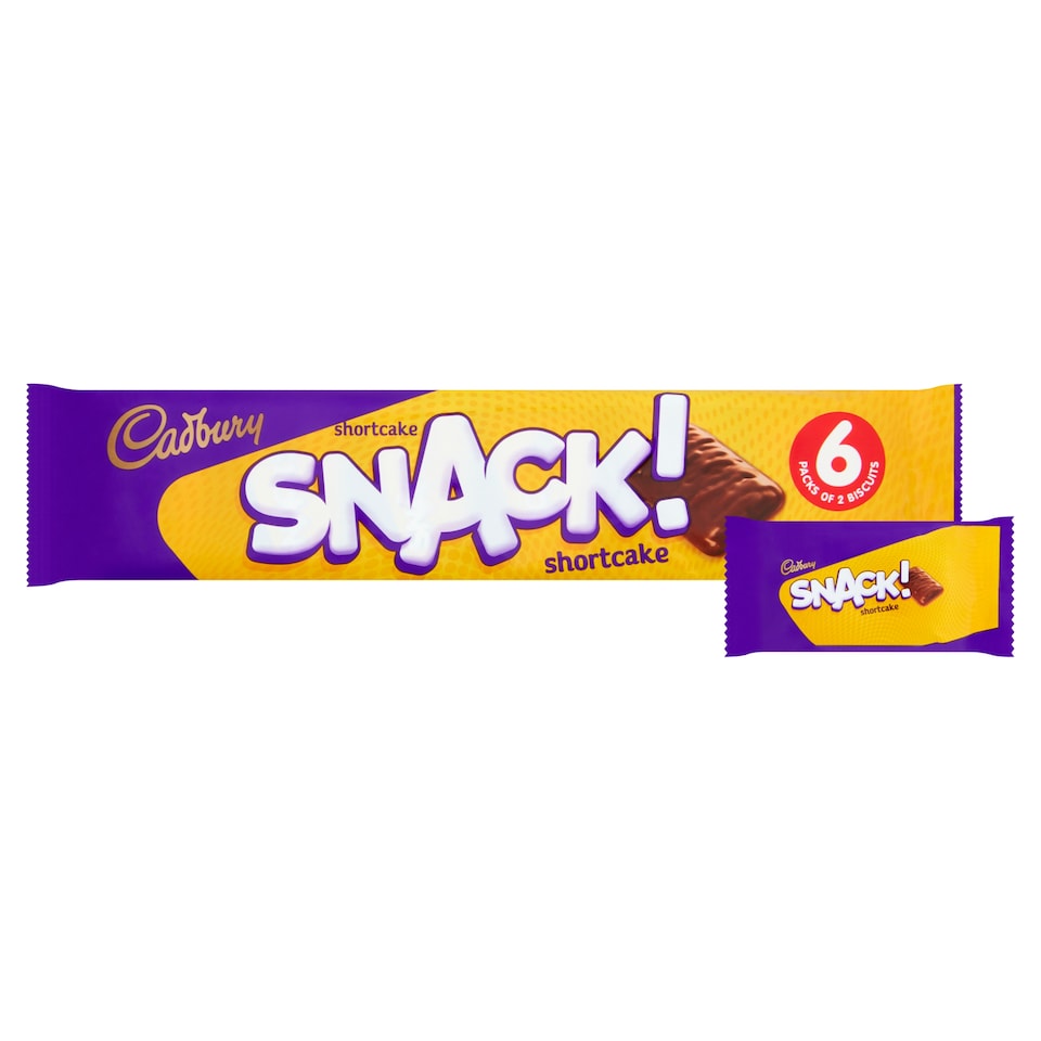 image 1 of Cadbury Snack Shortcake Chocolate Biscuits 6 Pack Multipack 120g