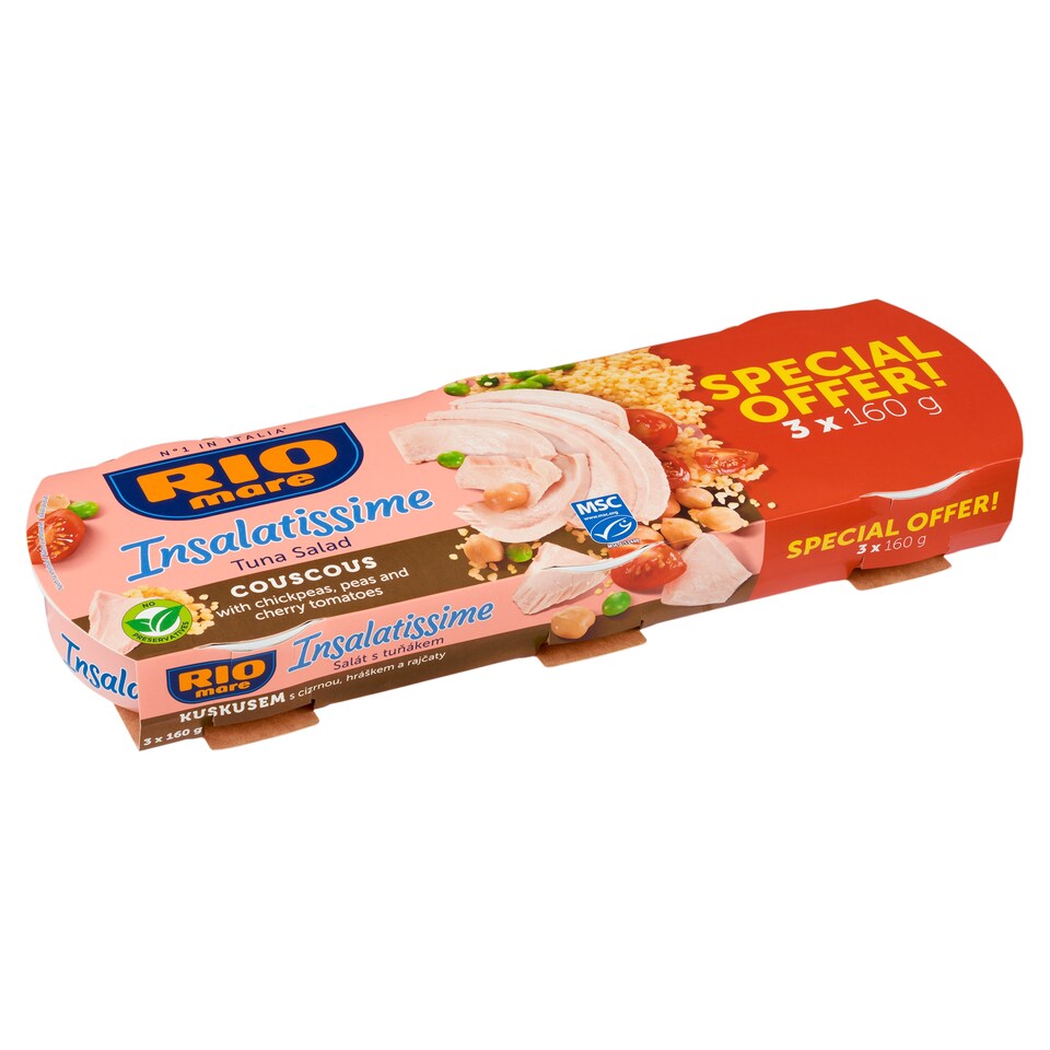 Rio Mare Insalatissime Tuna Salad Couscous with Chickpeas, Peas and Cherry Tomatoes 3 x 160g