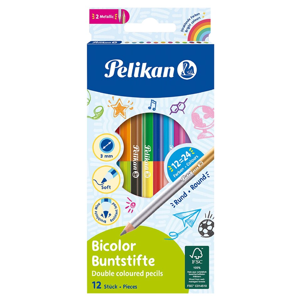 Pelikan kétszínű színes ceruza 24 szín 12 db