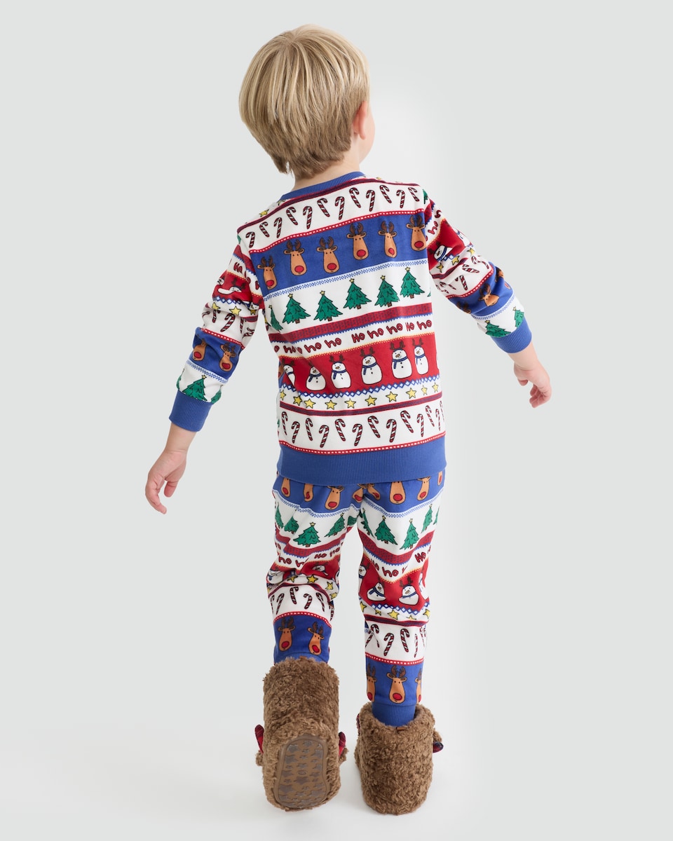 image 1 of F&F Boys Minky Fleece Festive Print Pyjamas in Multi