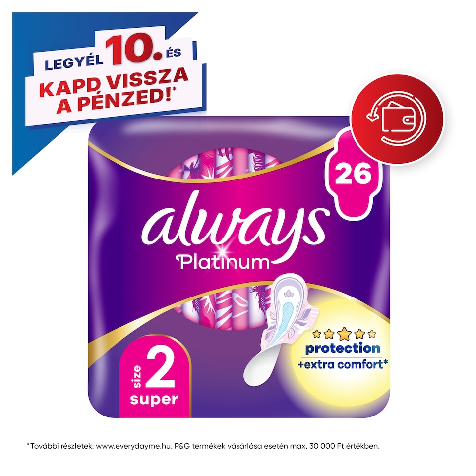 Always Platinum Super Szárnyas Egészségügyi Betét, 26 db  1. kép