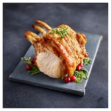 Tesco Finest Outdoor-Bred French Trimmed Pork Crackling Loin Rack with Garlic & Truffle Butter Serves 6