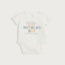 F&F Baby Cotton Rich Our First Mother's Day Short Sleeved Bodysuit in White