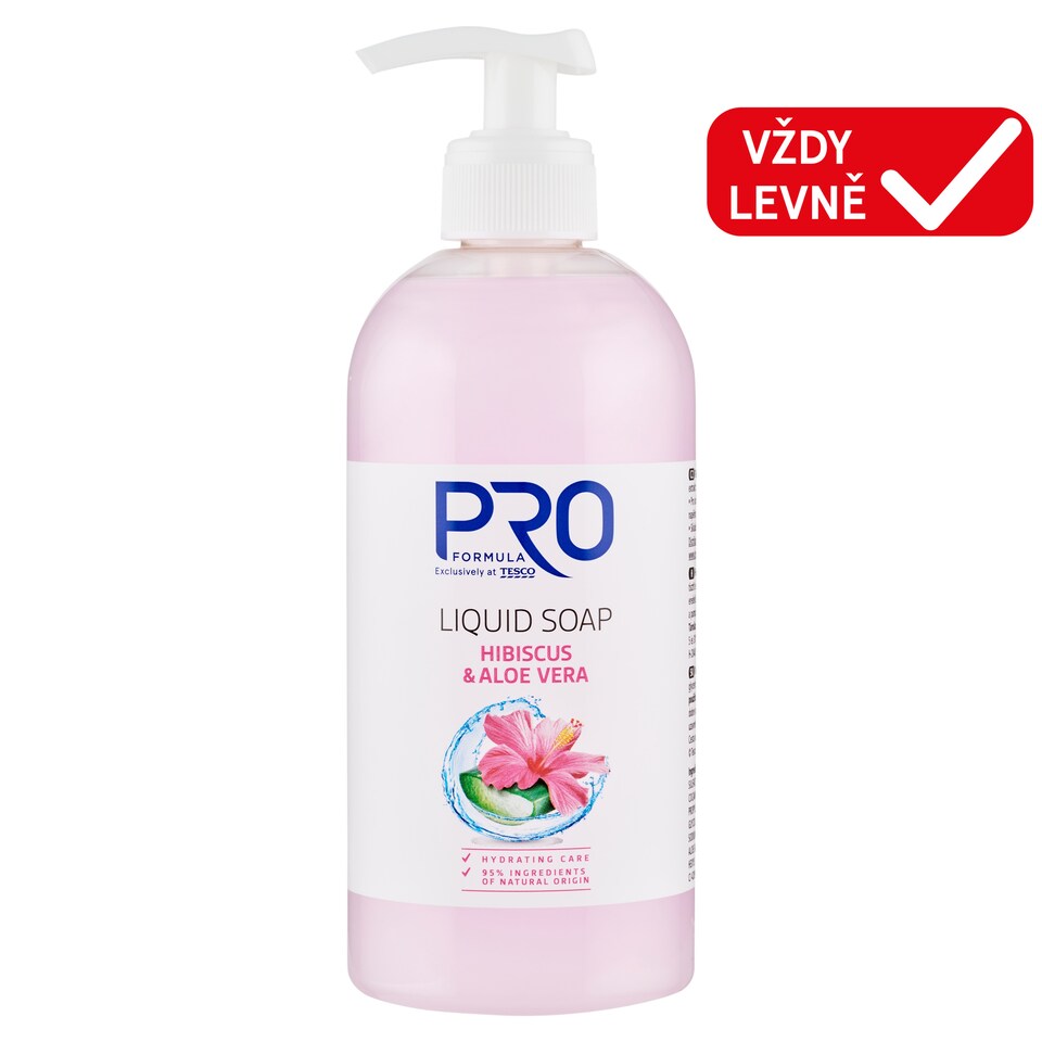 Tesco Pro Formula Tekuté mýdlo s vůní ibišku a aloe vera 500ml