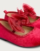 image 3 of F&F Girls Velvet Bow Detail Ballet Shoes in Red