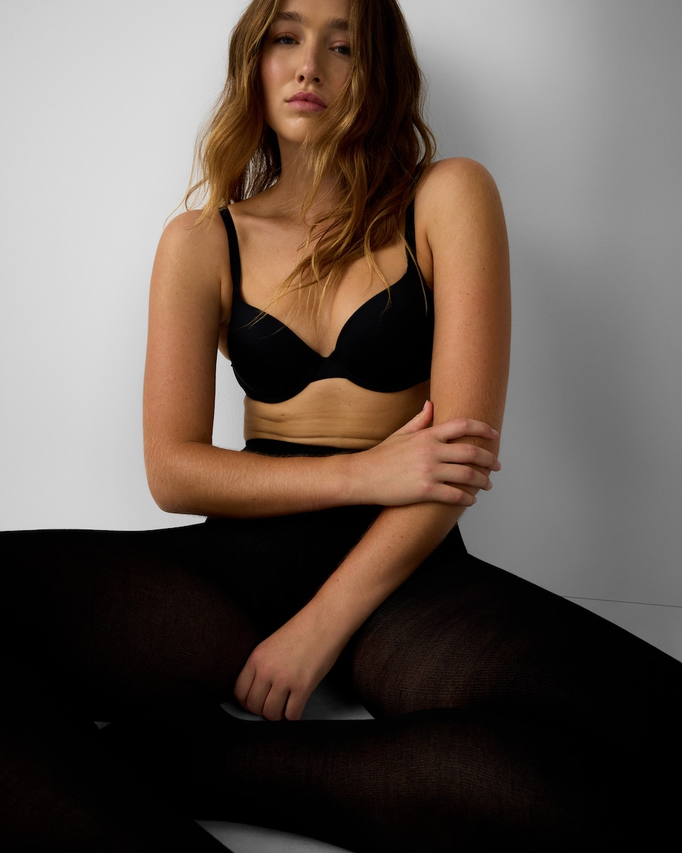 image 1 of F&F 100 Denier Knitted Tights in Black