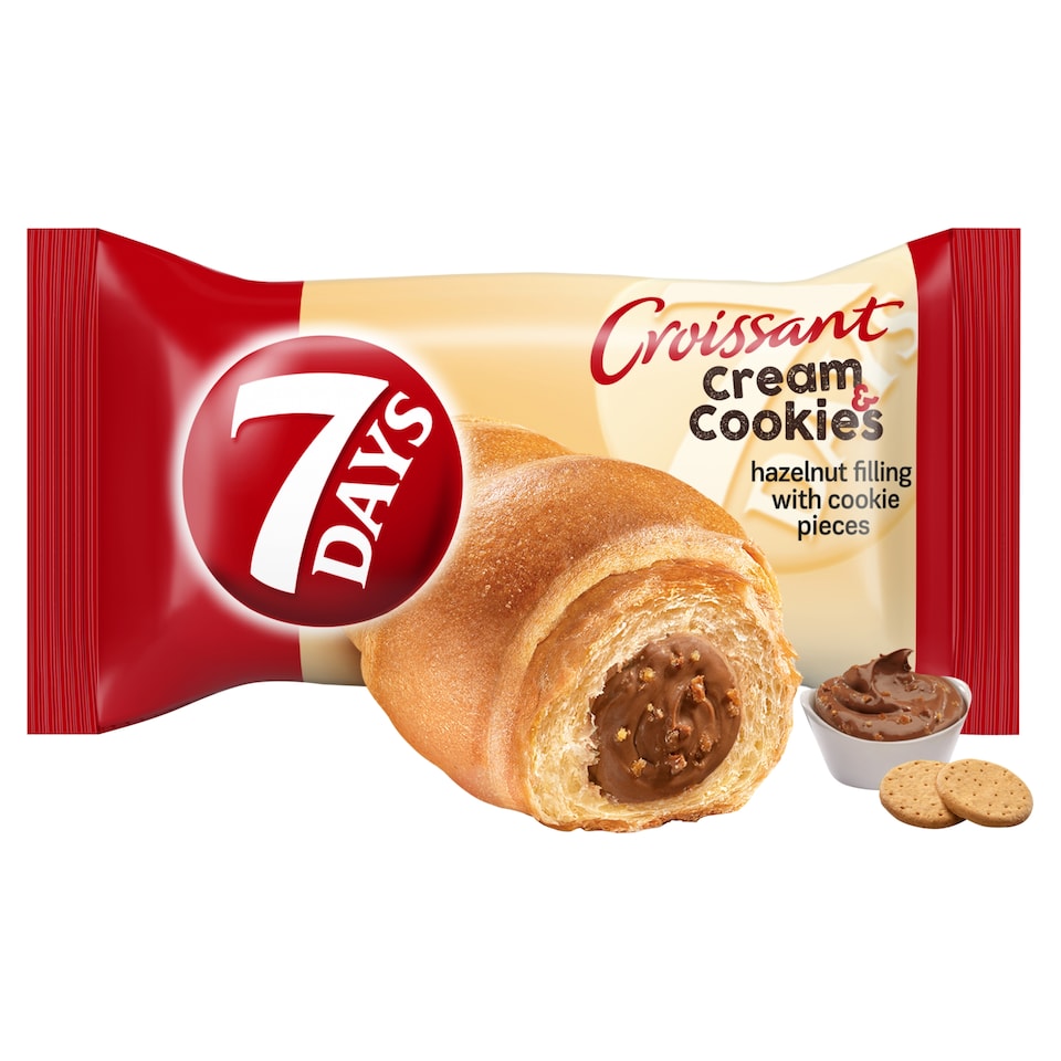 7 Days Croissant Cream & Cookies s lískooříškovým krémem s kousky sušenek 60g