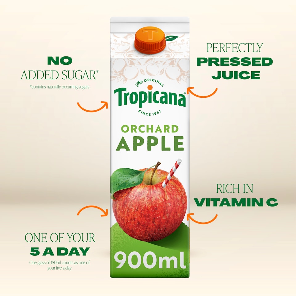 image 1 of Tropicana Pressed Apple Juice 900Ml