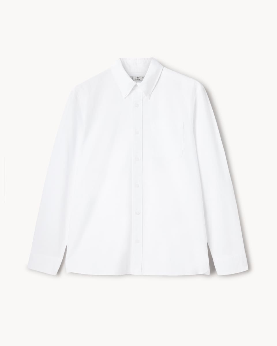 image 1 of F&F Pure Cotton Long Sleeved Oxford Shirt in White