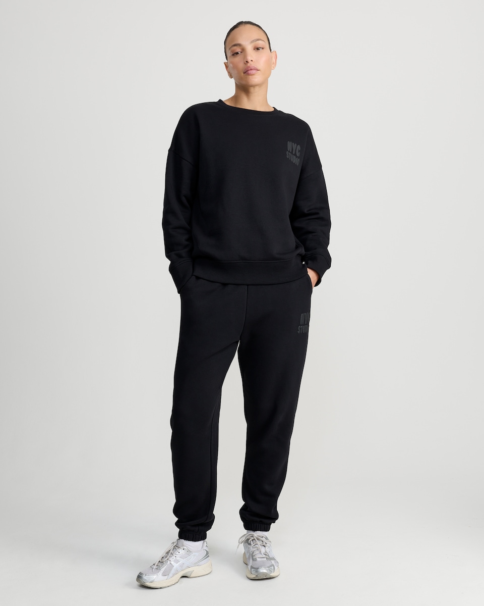 image 1 of F&F Active Cotton Rich NYC Studio Drawstring Joggers in Purple