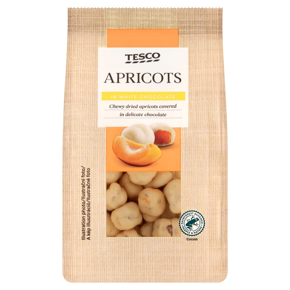 Tesco Dried Apricot Cubes in White Chocolate 120 g