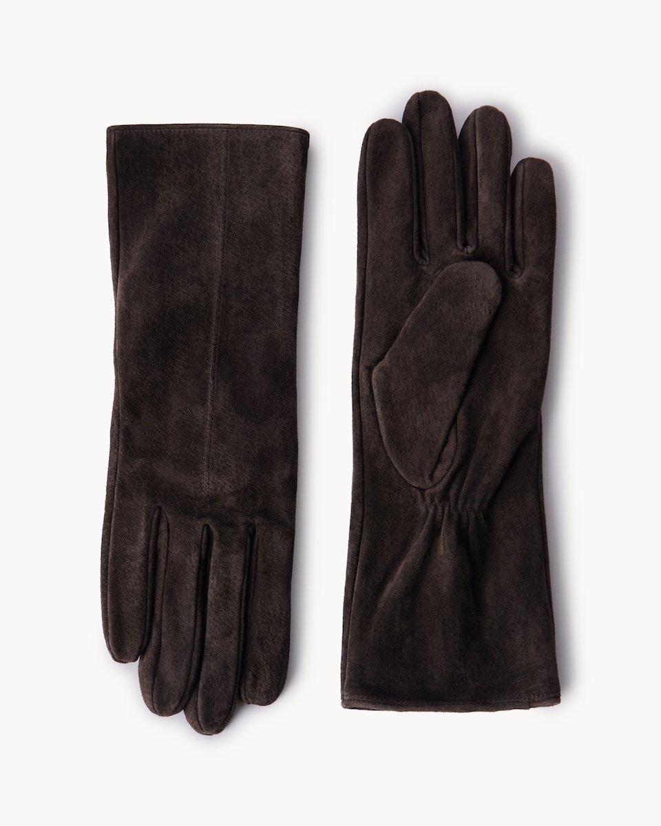image 1 of F&F Suede Formal Gloves in Brown