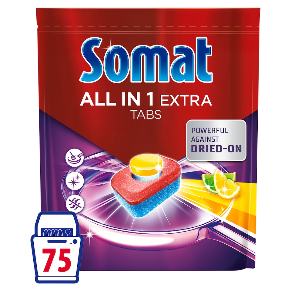 Somat All in 1 Extra Lemon & Lime Tablets for Automatic Dishwasher 75 pcs 1245g