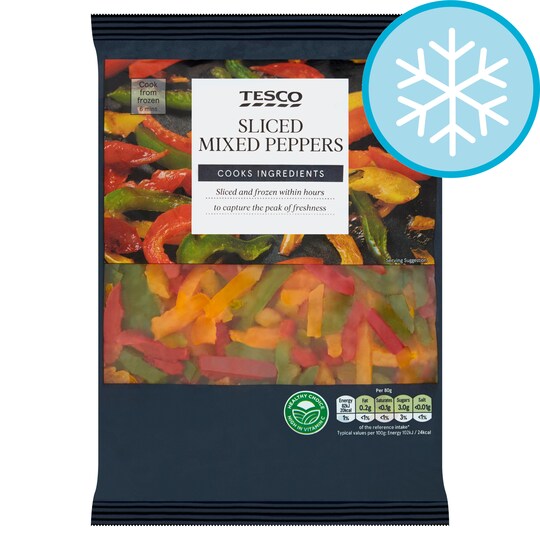 Tesco Sliced Mixed Peppers 500G Tesco Groceries
