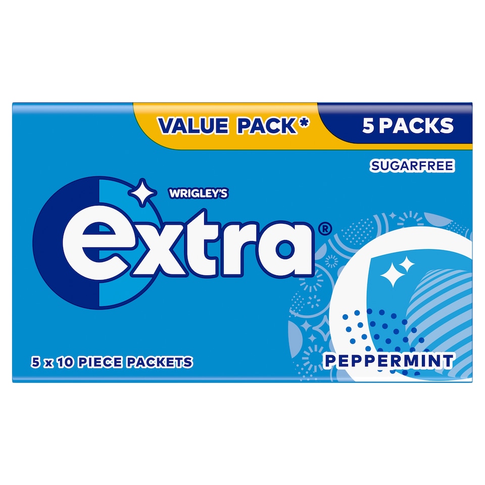 Wrigley's Extra Peppermint Sugarfree Chewing Gum 5 x 10 Pieces 70g 