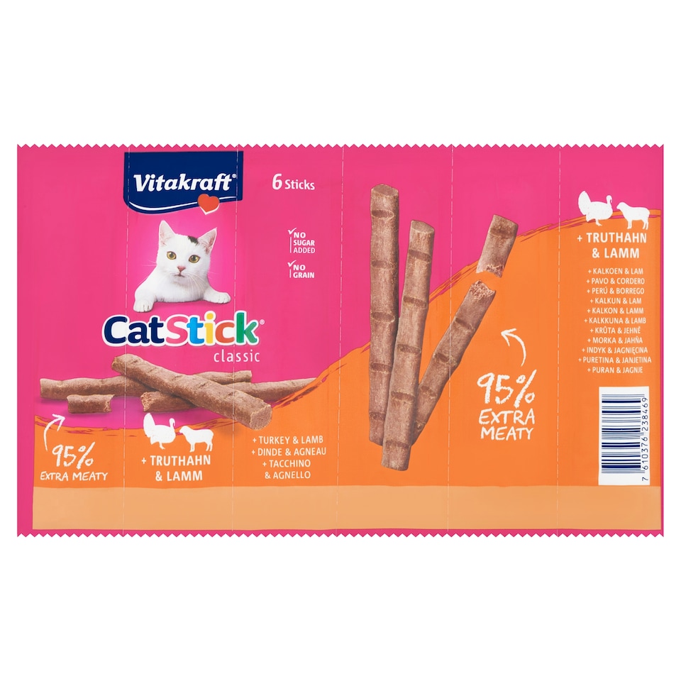 Obrázek 1 pro produkt Vitakraft Cat Stick Classic + krůta & jehně 6 ks 36g