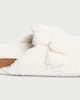 image 3 of F&F Shearling Buckle Footbed Slippers in Cream