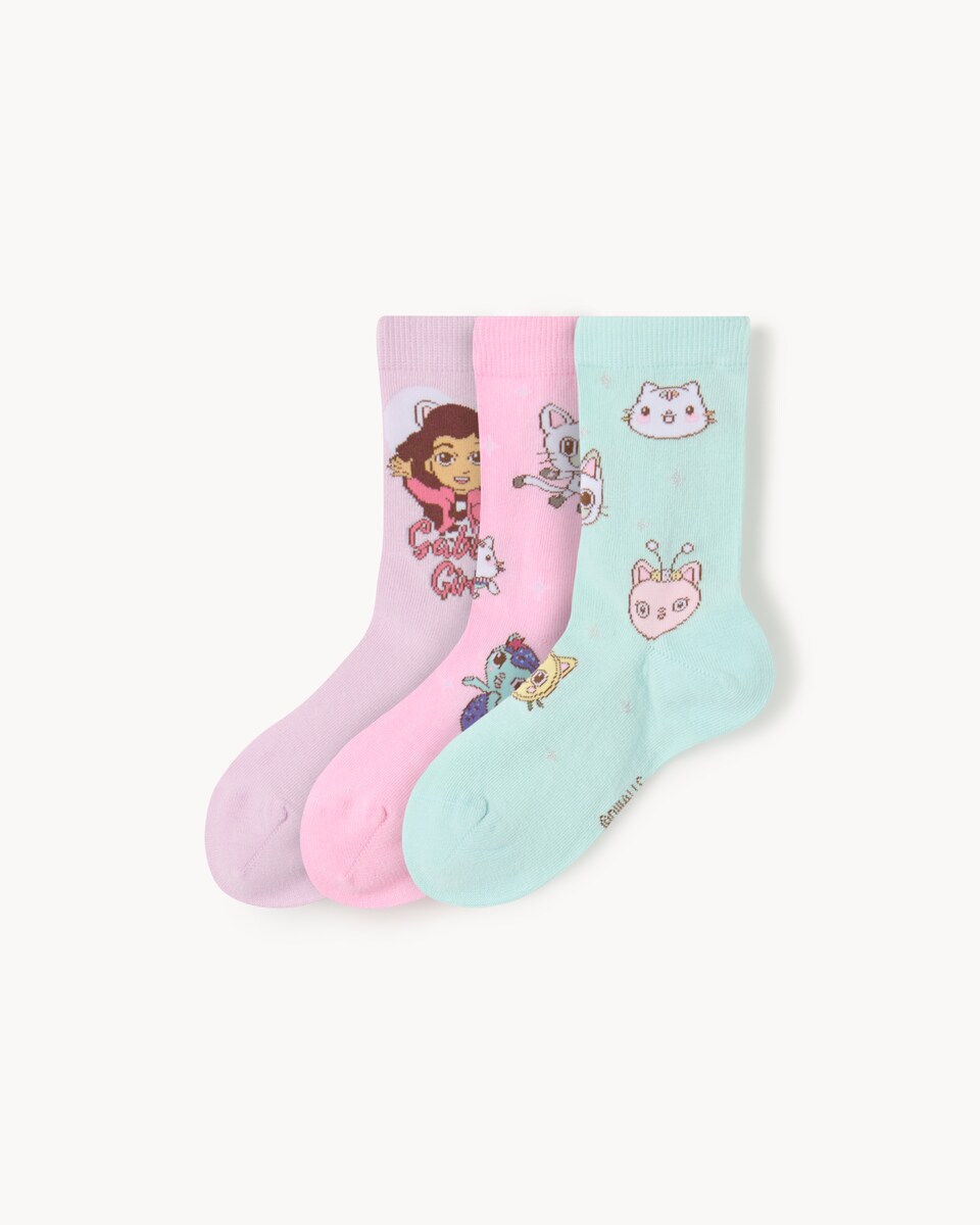 Gabby's Dollhouse 3-Pack Cotton Rich Ankle Socks in Multi