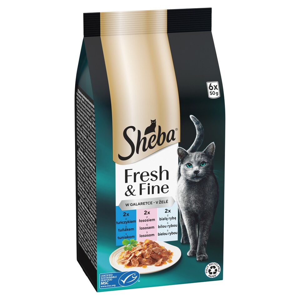 Sheba Fresh & Fine Kompletné mokré krmivo pre dospelé mačky v želé 6 x 50 g (300 g)