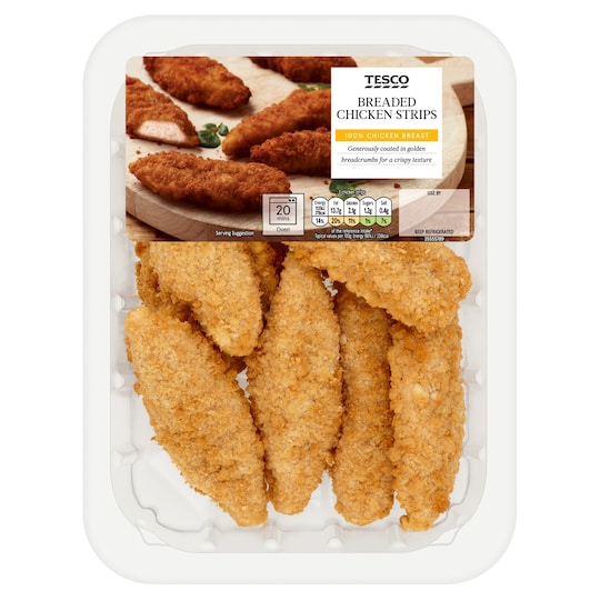 T. Fresh Breaded Chicken Strips 420G Tesco Groceries