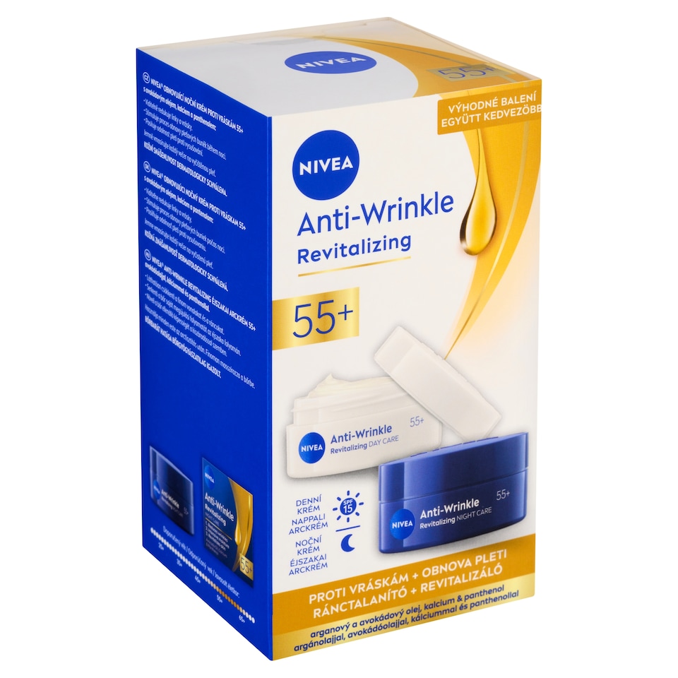Obrázek 1 pro produkt Nivea Obnovující denní a noční krém proti vráskám 55+ 2 x 50ml