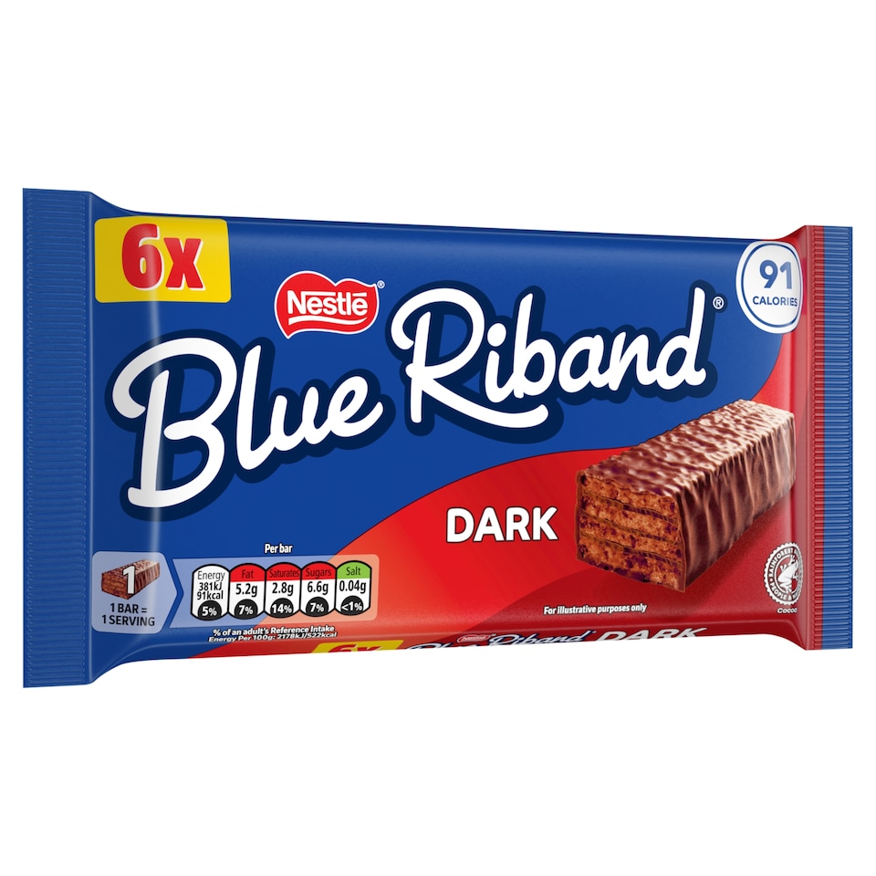 image 1 of Blue Riband Dark Chocolate Wafer Bars 6 x 17.5g