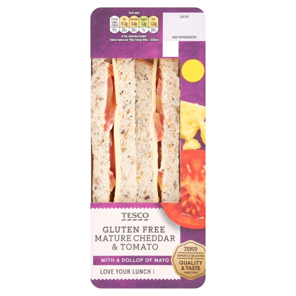 Tesco Gluten Free Cheese & Tomato Sandwich