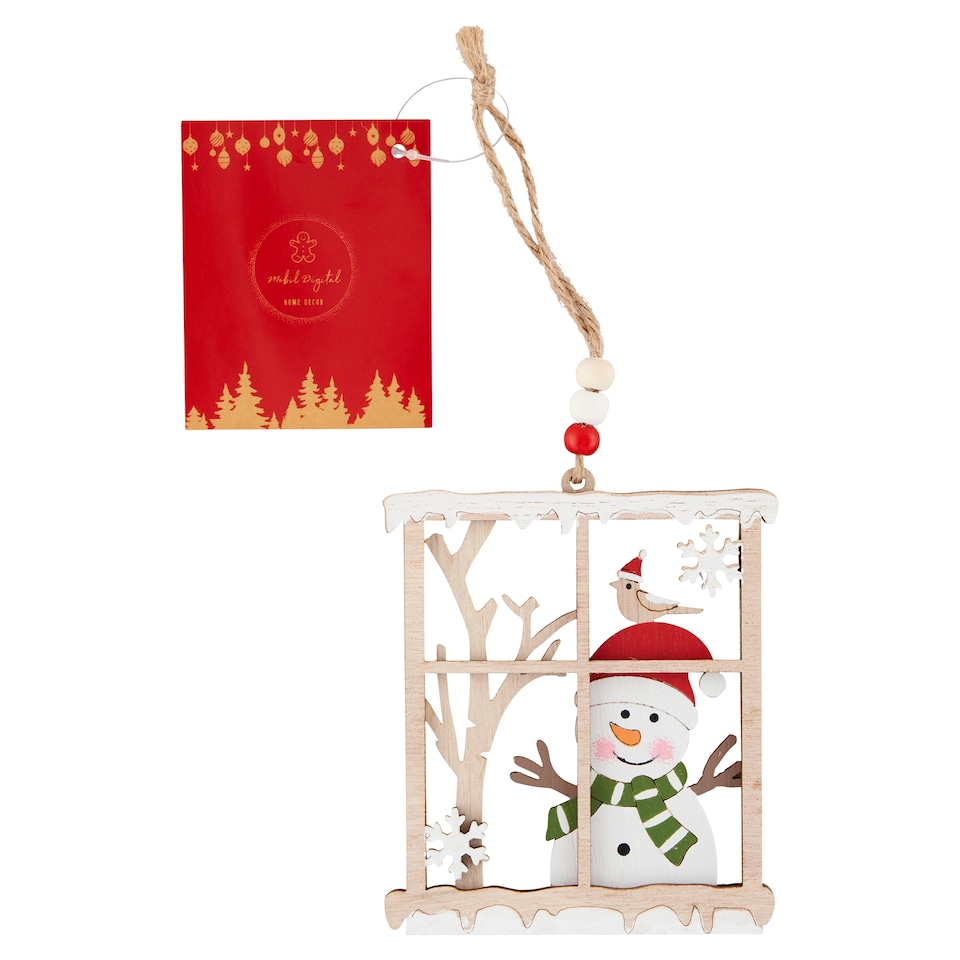 Hanging Window with Snowmen Decoration 19 x 8.5 x 1 cm