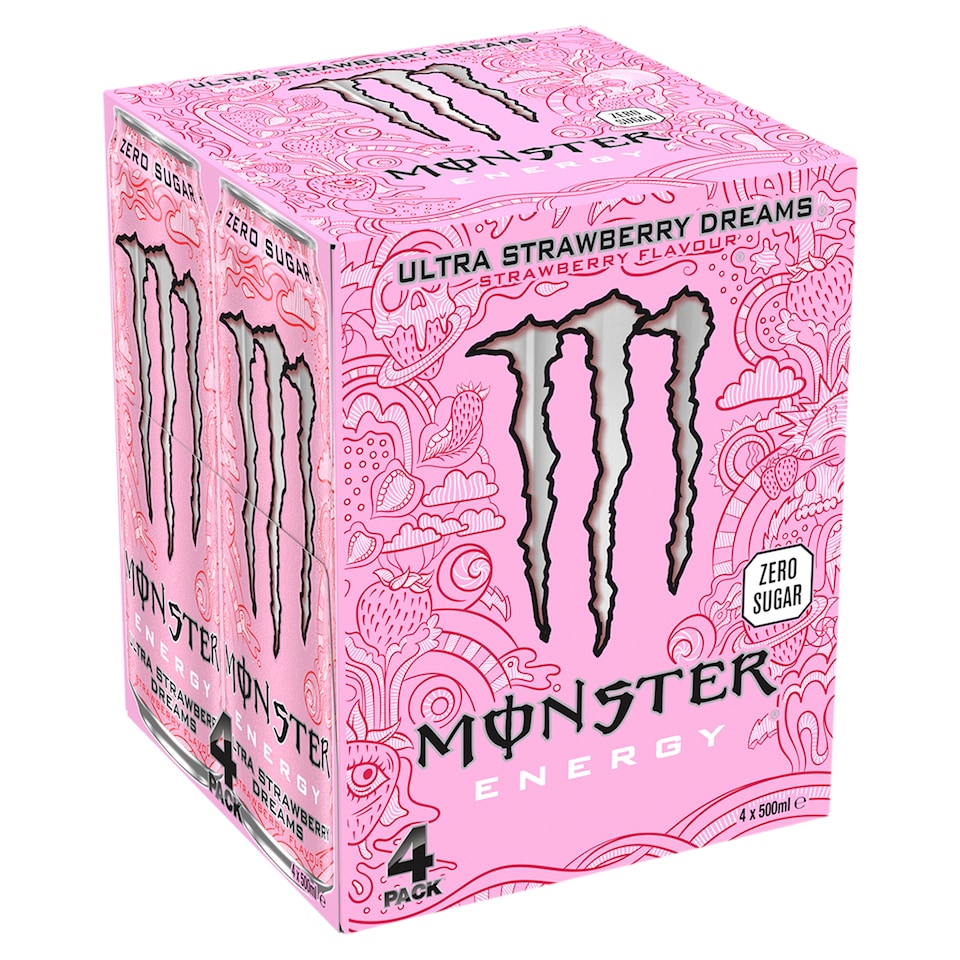 Monster Energy Zero Sugar Ultra Strawberry Drink 4x500ml.